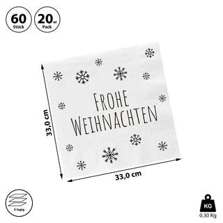 Servietten "Christmastree" weiß 60er Set 3lagig Papierserviette Motivserviette stoffähnlich Tuch