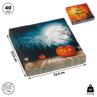 Servietten "Halloween" 40er Set 3lagig Papierserviette Motivserviette stoffähnlich Tuch