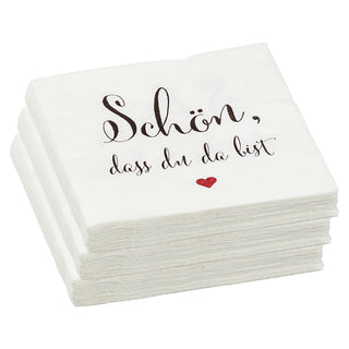 Servietten "Schön, dass Du da bist" 60er Set 3lagig Papierserviette Motivserviette stoffähnlich Tuch