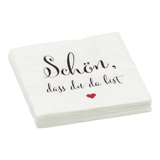 Servietten "Schön, dass Du da bist" 60er Set 3lagig Papierserviette Motivserviette stoffähnlich Tuch