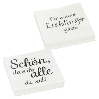 20/40/80 Servietten ""Schön, dass / Liebling"  3lagig 2 verschiedene Motive Papierserviette Motivserviette stoffähnlich Tuch