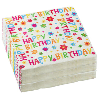 Servietten "Happy Birthday" 60er Set 3lagig Papierserviette Motivserviette stoffähnlich Tuch