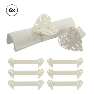 Serviettenring "Hochzeit" 6er Set Papier faltbar Serviettenhalter Herz Halter Serviette