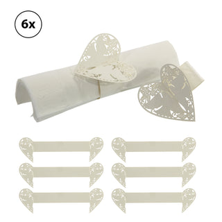 Serviettenring "Hochzeit" 6er Set Papier faltbar Serviettenhalter Herz Halter Serviette
