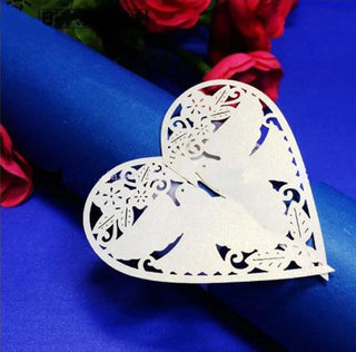 Serviettenring "Hochzeit" 6er Set Papier faltbar Serviettenhalter Herz Halter Serviette