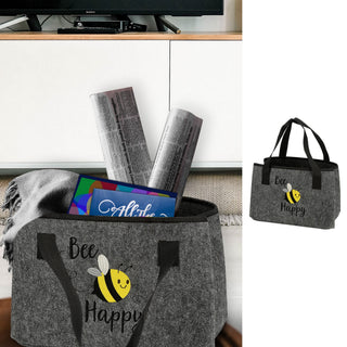 Aufbewahrungstasche Biene "Bee Happy" Filz 40x26cm Shopper Henkelkorb Tragetasche