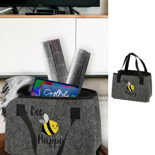 Aufbewahrungstasche Biene "Bee Happy" Filz 40x26cm Shopper Henkelkorb Tragetasche