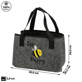 Aufbewahrungstasche Biene "Bee Happy" Filz 40x26cm Shopper Henkelkorb Tragetasche