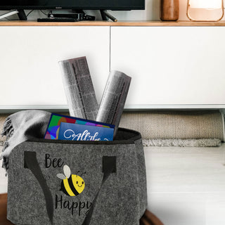 Aufbewahrungstasche Biene "Bee Happy" Filz 40x26cm Shopper Henkelkorb Tragetasche