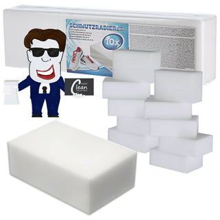 10x Schmutzradierer 11x7x4cm weiß Schwamm Radierer Fleckenradierer Putzschwamm