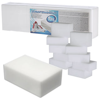 10x Schmutzradierer 11x7x4cm weiß Schwamm Radierer Fleckenradierer Putzschwamm