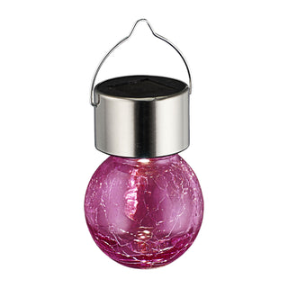 4/12/24x LED Solarleuchte Crackle pink blau hellgrün 9x13cm Glas Edelstahl Plastik Leuchtkugel
