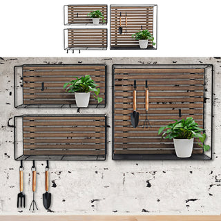 Wandregal 3er Set S-Haken 2 Größen Eisen Holz Regal Hängeregal Küchenregal Aufbewahrung Wandschrank