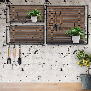 Wandregal 3er Set S-Haken 2 Größen Eisen Holz Regal Hängeregal Küchenregal Aufbewahrung Wandschrank