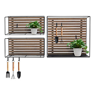 Wandregal 3er Set S-Haken 2 Größen Eisen Holz Regal Hängeregal Küchenregal Aufbewahrung Wandschrank