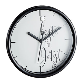 Wanduhr mit Spruch "Die beste Zeit ist Jetzt" Sinnspruch Dekouhr Wohnzimmeruhr Küchenuhr batteriebetrieben