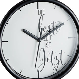 Wanduhr mit Spruch "Die beste Zeit ist Jetzt" Sinnspruch Dekouhr Wohnzimmeruhr Küchenuhr batteriebetrieben