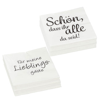 20/40/80 Servietten ""Schön, dass / Liebling"  3lagig 2 verschiedene Motive Papierserviette Motivserviette stoffähnlich Tuch