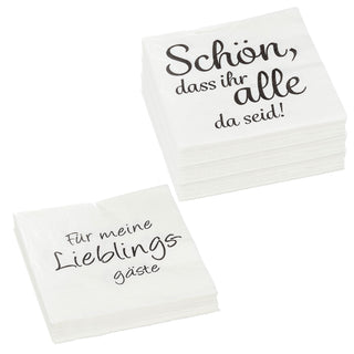 20/40/80 Servietten ""Schön, dass / Liebling"  3lagig 2 verschiedene Motive Papierserviette Motivserviette stoffähnlich Tuch