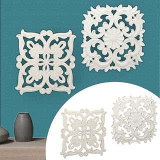 Wanddeko Ornamente 2er Set 40x40 cm Shabby Blumenmotiv Herzmotiv Wandbild