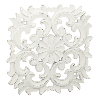 Wanddeko Ornamente 2er Set 40x40 cm Shabby Blumenmotiv Herzmotiv Wandbild