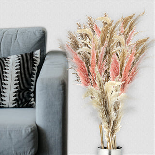 Pampasgras 12er Set 4 Farben Dekogras H90-100cm Trockenblume Wedel Kunstgras