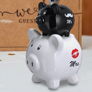 Sparschwein Mr.&Mrs. Schwein Steinzeug 14x20x12cm schwarz weiß Sparbüchse Spardose