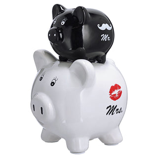 Sparschwein Mr.&Mrs. Schwein Steinzeug 14x20x12cm schwarz weiß Sparbüchse Spardose