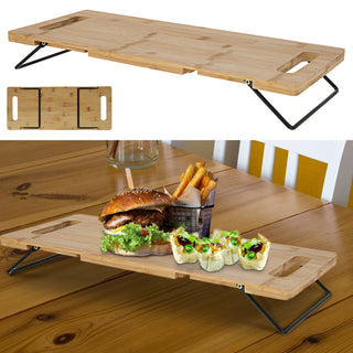 Bambus Tablett Metall-Füße klappbar Dekotablett Serviertablett Frühstücktablett Tischtablett