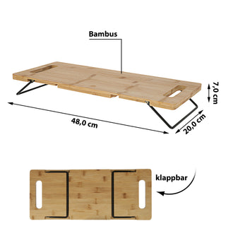 Bambus Tablett Metall-Füße klappbar Dekotablett Serviertablett Frühstücktablett Tischtablett