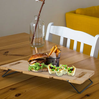 Bambus Tablett Metall-Füße klappbar Dekotablett Serviertablett Frühstücktablett Tischtablett