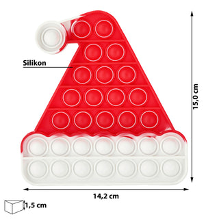 Bubble-Toy Nikolaus / Mütze rot weiß Silikon Santa Puzzle Spielzeug sensorisch Knalleffekt Bubbles