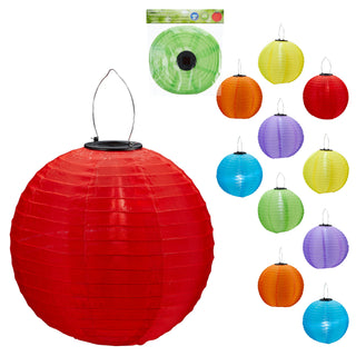 6/12x Solar Lampion bunt / weiß LED warmweiß Ø30cm Stofflaterne Organza Laterne Ballon Solarpanel