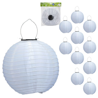 6/12x Solar Lampion bunt / weiß LED warmweiß Ø30cm Stofflaterne Organza Laterne Ballon Solarpanel