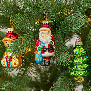 Christbaumschmuck "Xmas" 12er Set je Motiv 2 Stück Glas Baumschmuck Anhänger Christbaumanhänger Weihnachtsmotv bunt