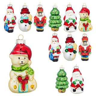 Christbaumschmuck "Xmas" 12er Set je Motiv 2 Stück Glas Baumschmuck Anhänger Christbaumanhänger Weihnachtsmotv bunt