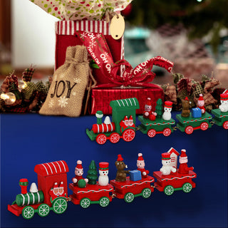 2x Holzzug 4tlg rot grün Zug Weihnachtszug Weihnachtsdeko Eisenbahn Holzeisenbahn Lokomotive