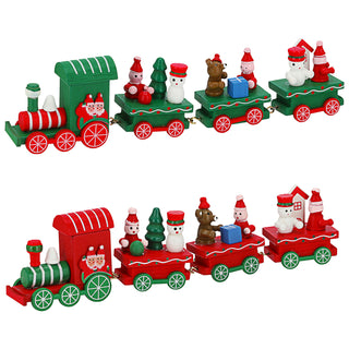 2x Holzzug 4tlg rot grün Zug Weihnachtszug Weihnachtsdeko Eisenbahn Holzeisenbahn Lokomotive