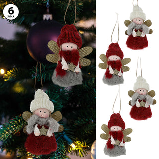 Dekoengel 4er Set zum Aufhängen H11cm verschiedene Motive Plüschengel Mädchen Engel Puppe Weihnachtsengel