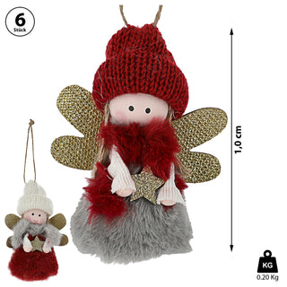 Dekoengel 4er Set zum Aufhängen H11cm verschiedene Motive Plüschengel Mädchen Engel Puppe Weihnachtsengel