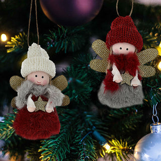 Dekoengel 4er Set zum Aufhängen H11cm verschiedene Motive Plüschengel Mädchen Engel Puppe Weihnachtsengel