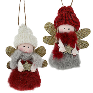 Dekoengel 4er Set zum Aufhängen H11cm verschiedene Motive Plüschengel Mädchen Engel Puppe Weihnachtsengel