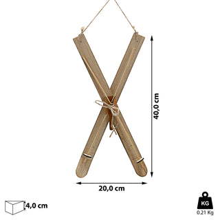 Deko Ski zum Auhängen H:40/62cm Holzski Skipaar Winterdeko Weihnachtsdeko Schnee Skihütte