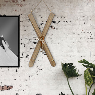 Deko Ski zum Auhängen H:40/62cm Holzski Skipaar Winterdeko Weihnachtsdeko Schnee Skihütte