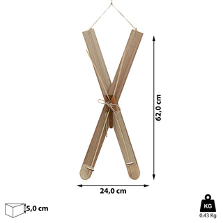Deko Ski zum Auhängen H:40/62cm Holzski Skipaar Winterdeko Weihnachtsdeko Schnee Skihütte