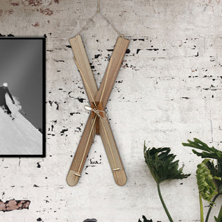 Deko Ski zum Auhängen H:40/62cm Holzski Skipaar Winterdeko Weihnachtsdeko Schnee Skihütte