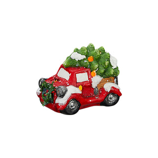 Truck mit LED Beleuchtung 14x10x9cm Weihnachtsbaum Weihnachtsdeko Auto Weihnachtstruck Steinzeug