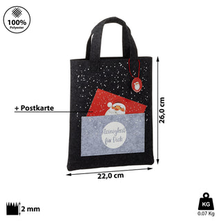 Geldgeschenk Filztasche 2er Set inkl. Postkarte 22x26cm Verpackung Beutel Weihnachstmotiv