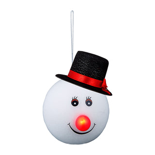 Christbaumkugel Schneemann 4er Set in 4 Farben LED Nase Tannenbaumschmuck Christbaumanhänger Kugeln