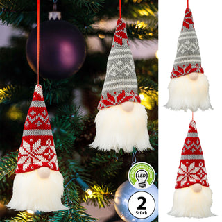 2x LED Wichtel H17cm zum Aufhängen Zwerg Weihnachtswichtel Wichtelmännchen Zwerg Adventsdeko Weihnachtsdeko